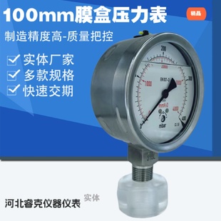 径向压力表石油化工压力表 100mm全不锈钢耐震膜盒压力表轴向