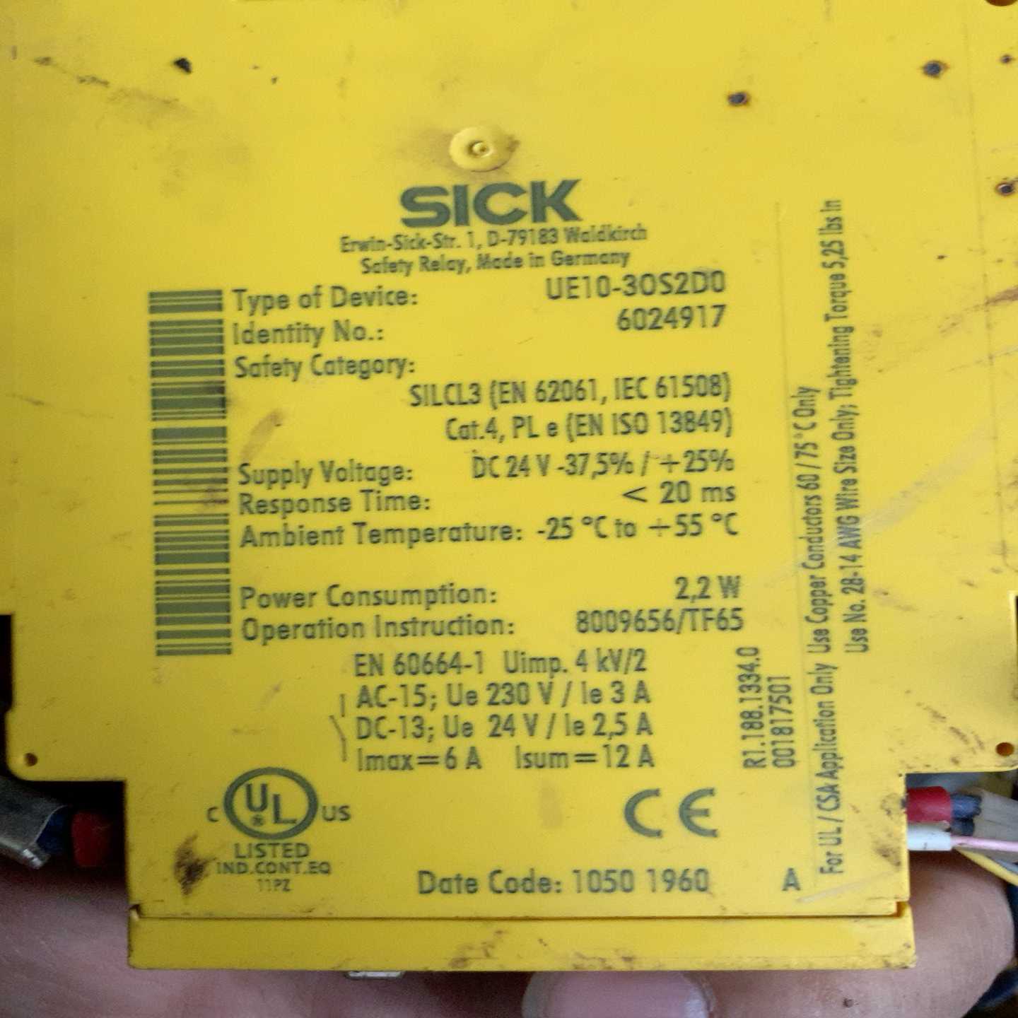 【议价】SICK安全继电器UE10-3OS2D0适用