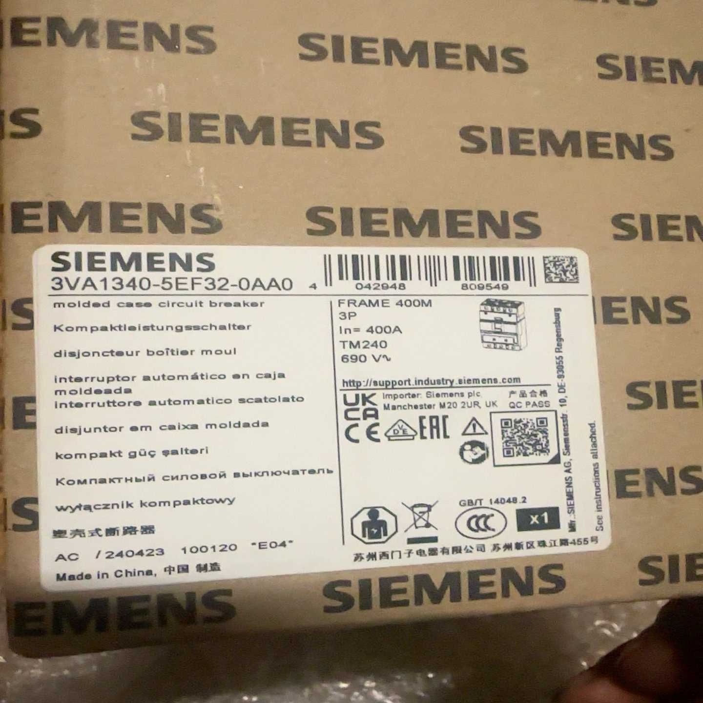 塑壳断路器33VA1340-5EF32-0AA0询价