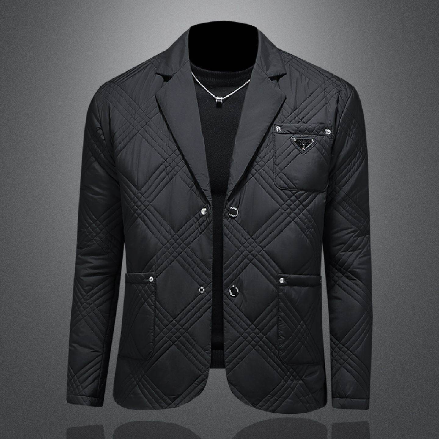 欧洲站加厚休闲西装男装秋冬季新款潮牌商务休闲加棉西服外套潮男
