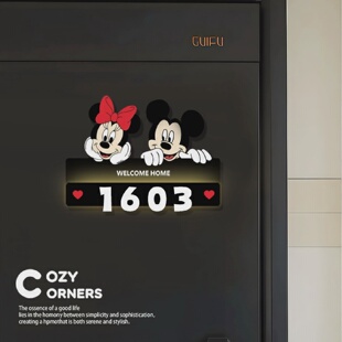 磁吸发光门牌入户门数字指示牌创意带灯号码牌子房间号数字贴挂牌