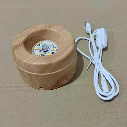 仿木纹发光usb水晶无音乐底座球形旋转灯座60/80球水晶七彩灯座