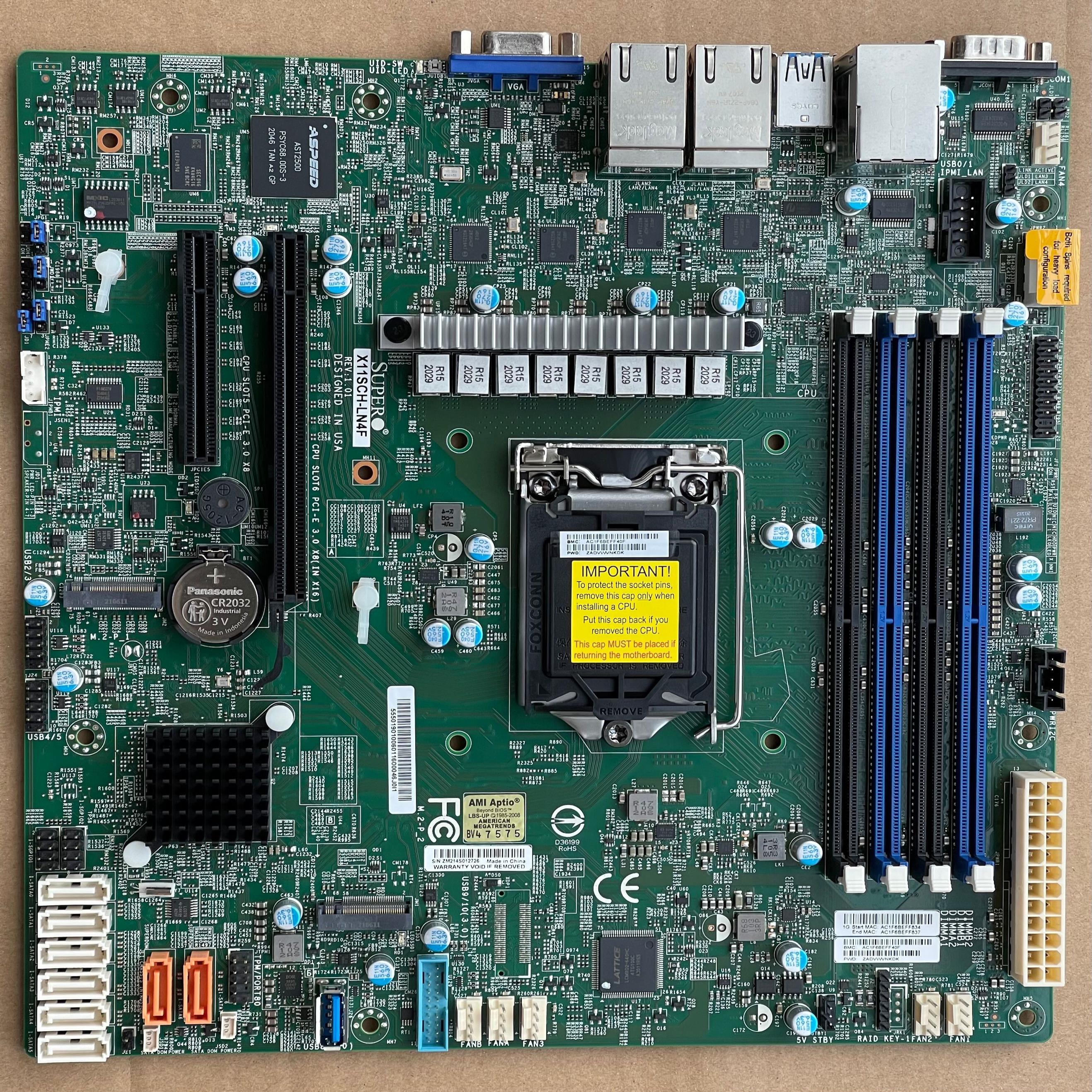 配件超微X11SCH-LN4F 4网卡 IPMI  M2 TPM sata*8 c246议价