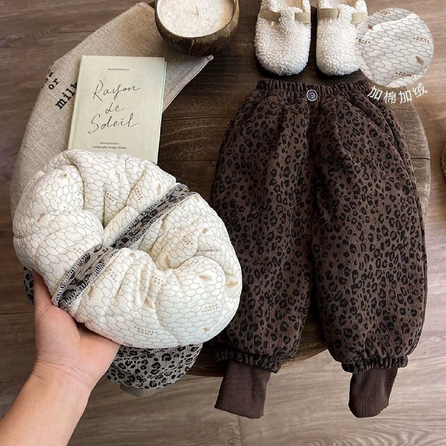 女童豹纹裤子2025新款儿童一条过冬棉裤加厚宝宝小童三层夹棉加厚