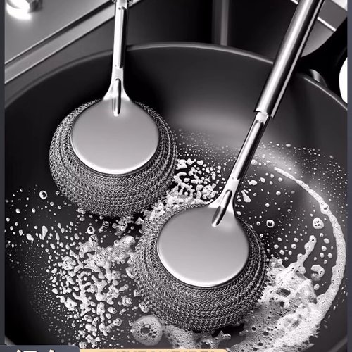 睿跃餐饮具不锈钢锅刷厨房专用洗锅钢丝球刷长柄洗碗清洁刷子