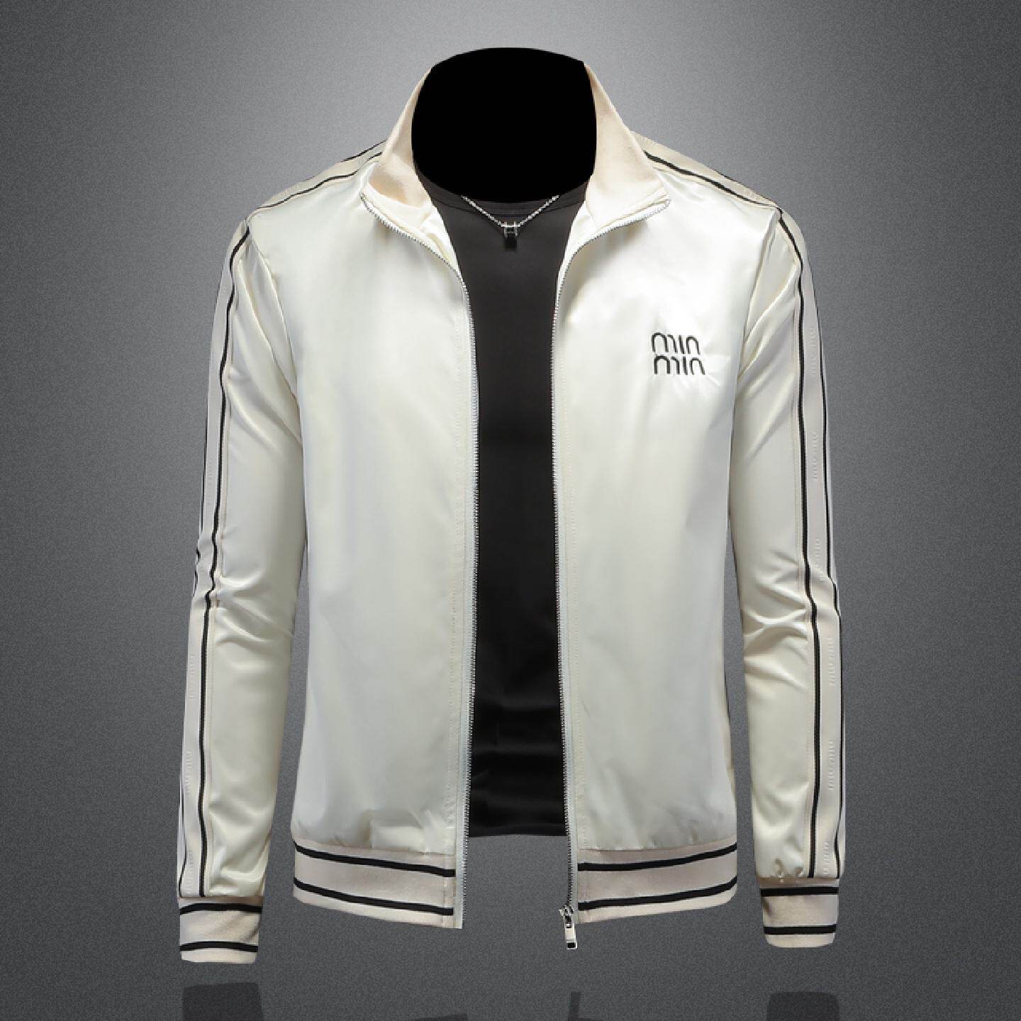 2026欧洲站立领夹克男装年春季新款字母刺绣修身休闲大码上衣外套