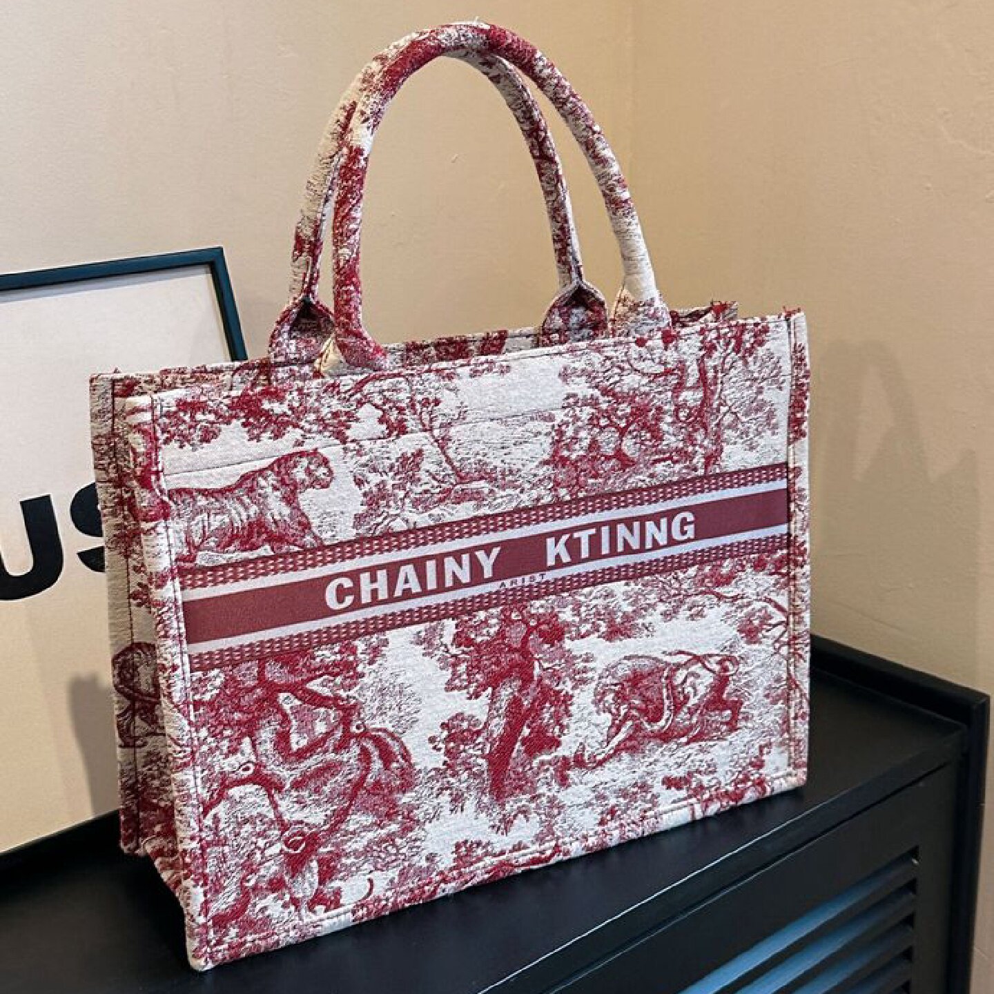 红色婚包女2025新款新娘包高级感单肩帆布包大容量通勤手提托特包