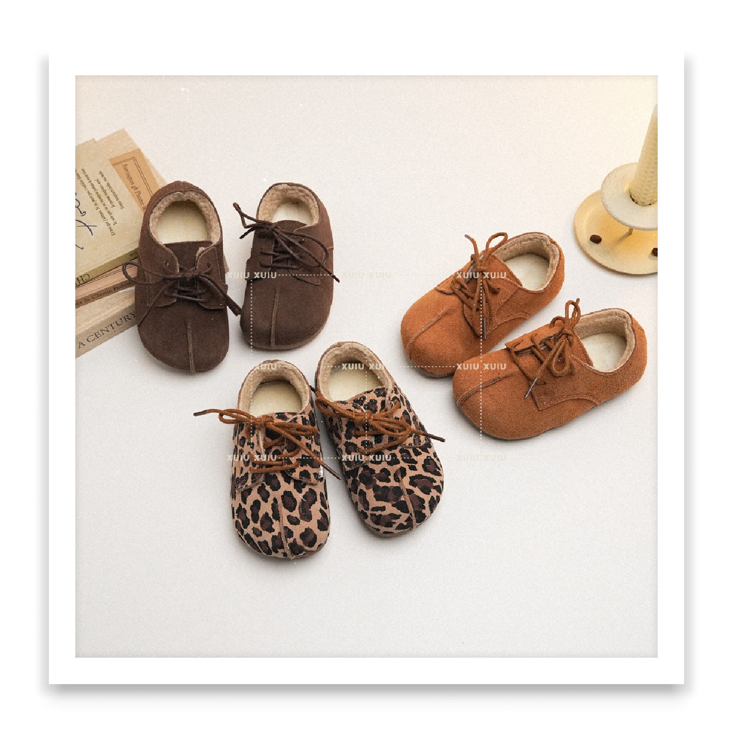 XUIU『勃肯小皮鞋』鞋带钉死·儿童复古魔术贴男女童冬【温州鞋】