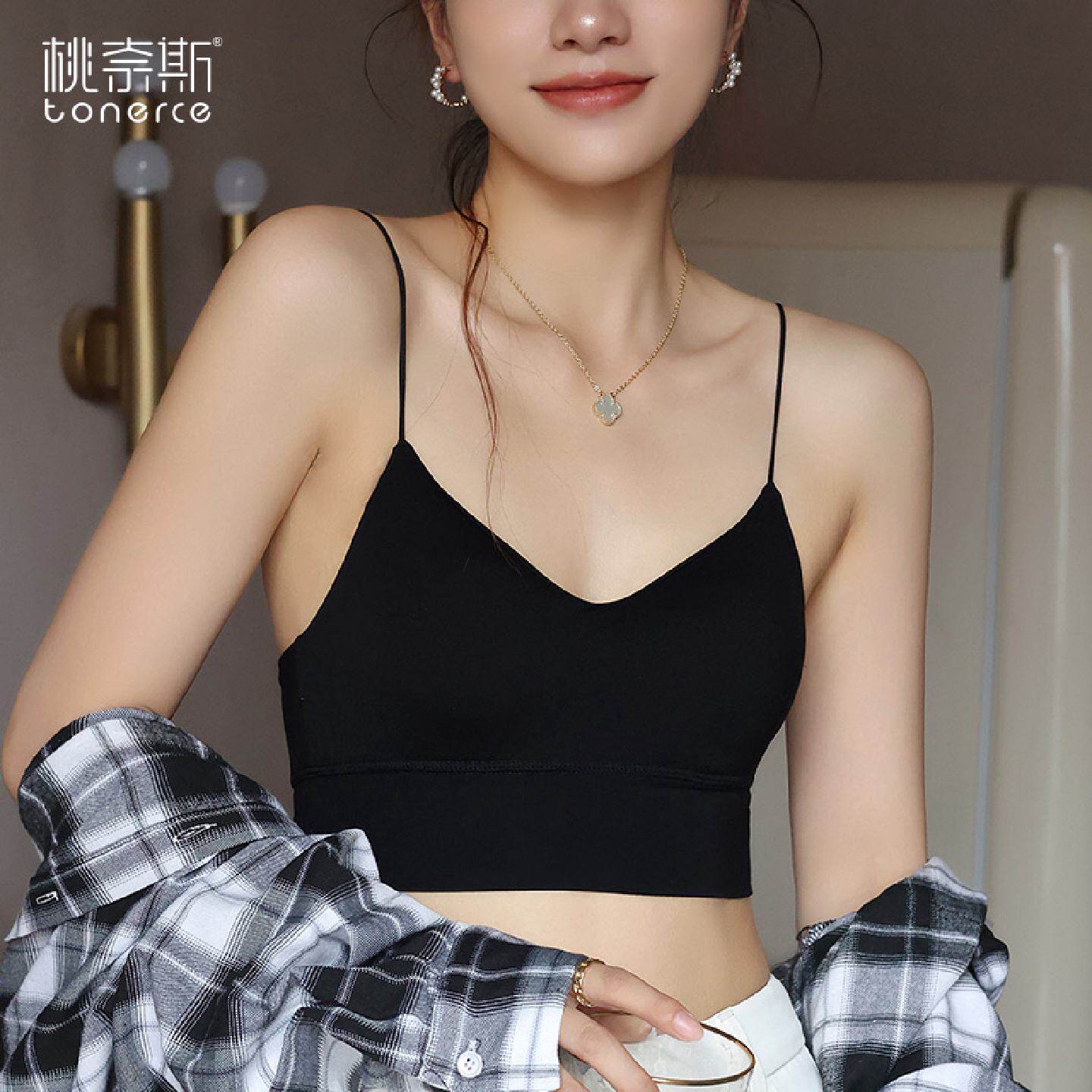 小吊带女夏内搭背心带胸垫文胸一体露脐美背内衣打底外穿抹胸上衣