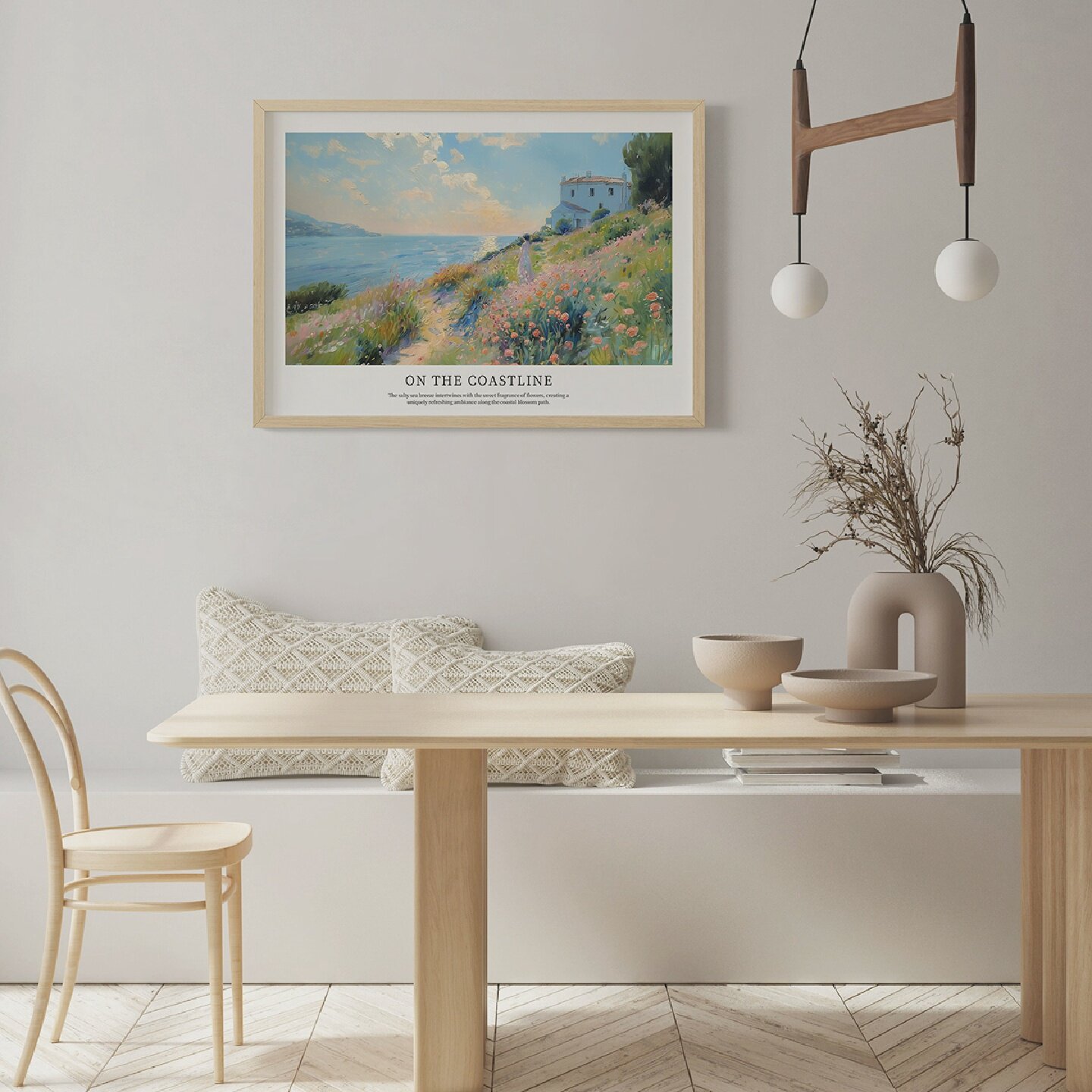 绽放的海岸客厅卧室沙发水彩风景民宿装饰画挂画艺术框油画壁画