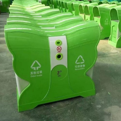 环卫大号果皮箱户外蝴蝶玻璃钢分类双桶景区游乐场室外垃圾桶