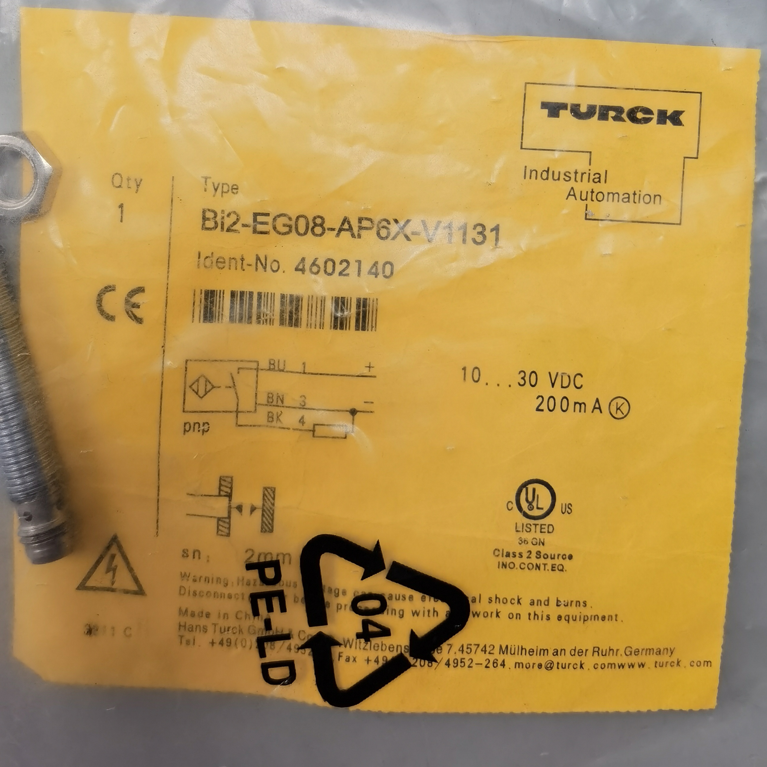 图尔克Bi2-EG08-AP6X-V1131  4602140 接近开关 全新原装实价现货