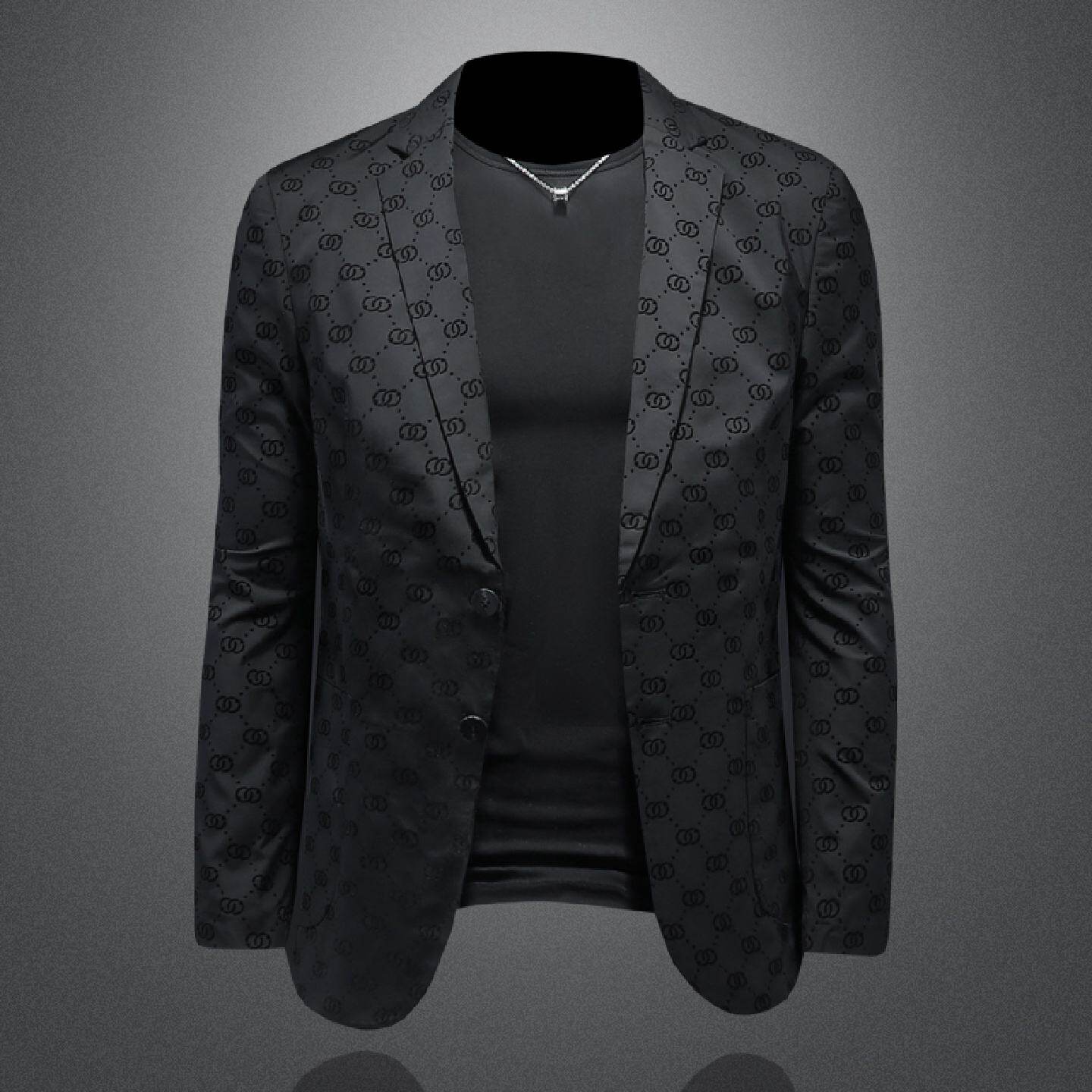 2026欧洲站小西装男春秋季新款潮牌休闲植绒修身单件薄款轻奢西服