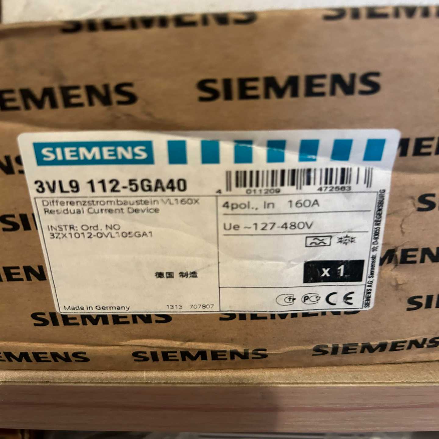 西门子接触器3VL9112-5GA404P160A