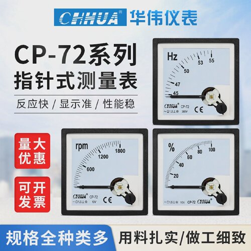 华伟CP-72转速表1800R/DC10V开度表百分比频率表Hz功率因数表COS