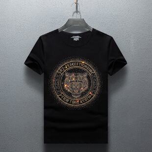 2026短袖恤男士宽松夏季精神小伙潮牌烫钻恤半截袖衣高端