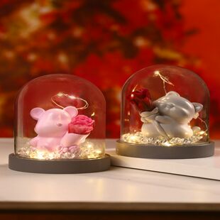 抱抱熊永生花玫瑰花束生日礼物送女朋友老婆男生同学高级感中秋节