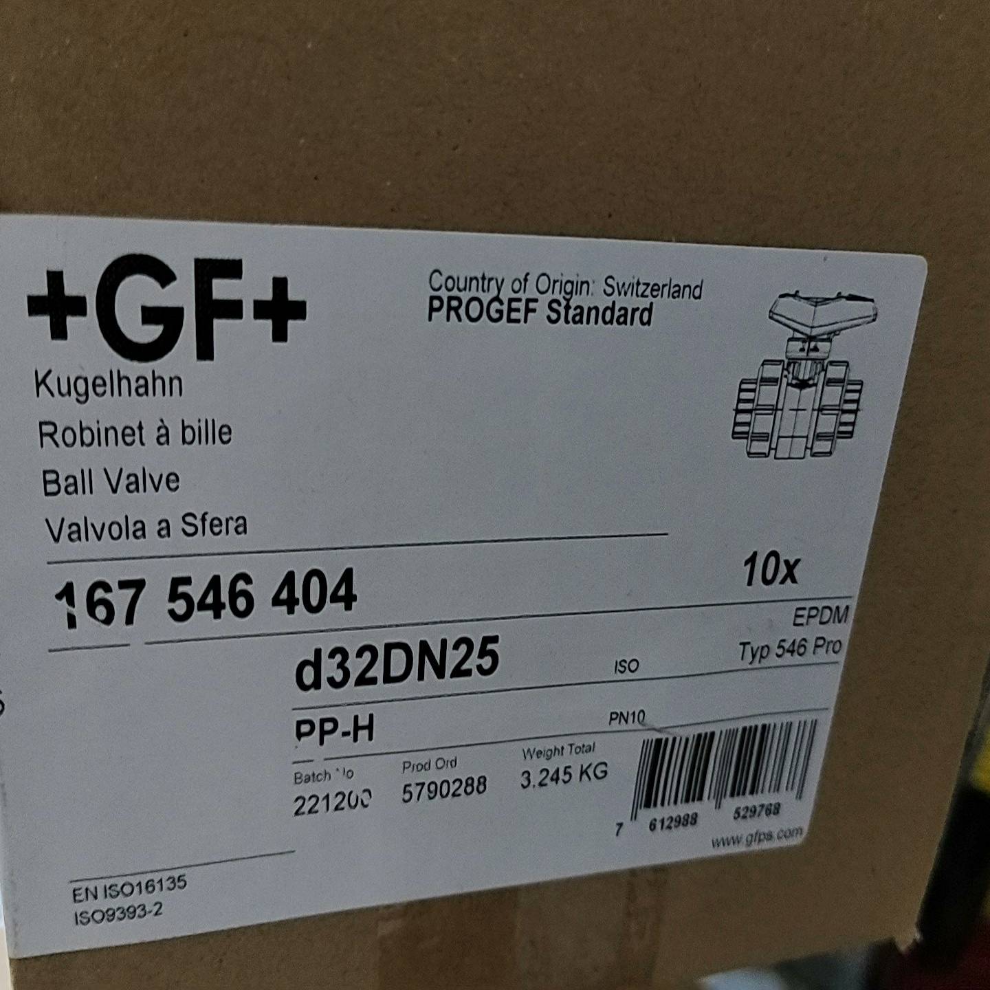 询价全新瑞士原装GF球阀，型号d32DN25，PP-H材质，