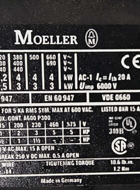 询-德国MOELLER穆勒接触器DILEM01G