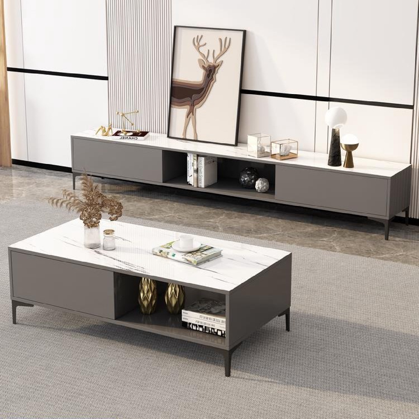 电视柜现代简约茶几组合客厅新款地柜小户型卧室简易轻奢电视机柜