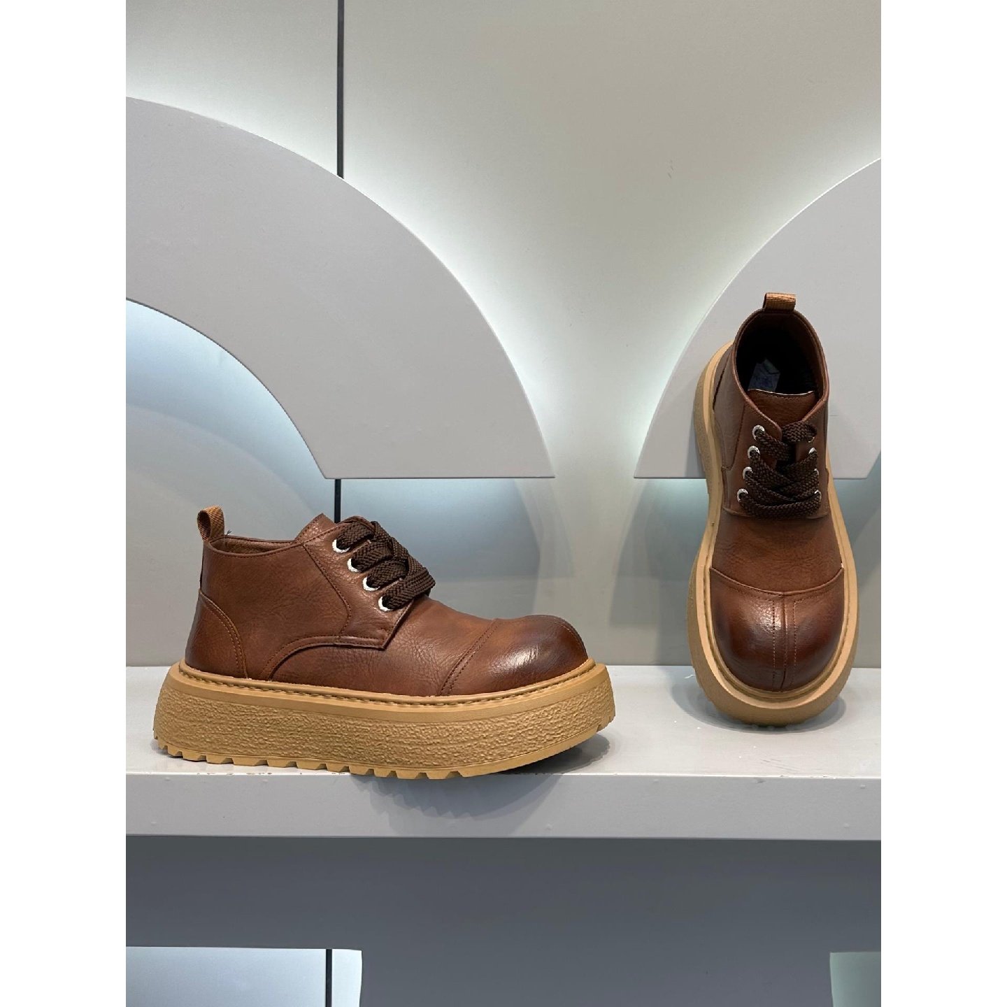 德比靴新款冬季男工装厚底马丁靴皮鞋加绒真皮保暖中帮复古鞋大头,流行男鞋,马丁靴,淘宝优惠券,粉丝福利购,淘宝优惠卷