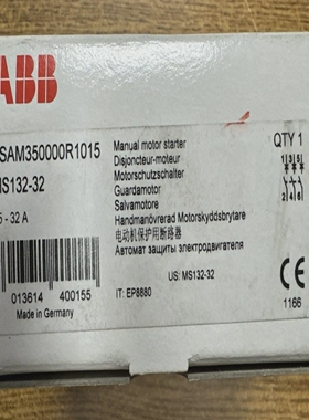 ABB1SAM350000R1015MS132-32MANUALMOTORSTARTER25-32A**N
