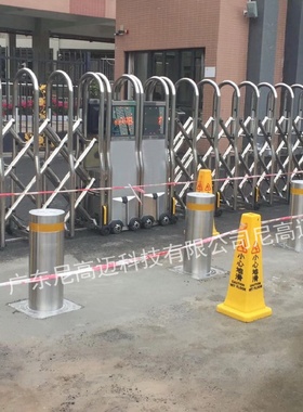 智能不锈钢路桩广州培正小学电动升降防撞柱遥控自动起落车挡厂家
