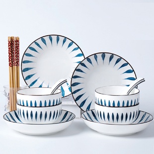 4碗4盘4勺4筷子 禾风16件餐具套装 圣恩达日式