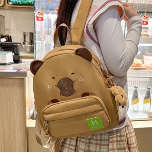 可爱水豚书包女生小学生初中高中休闲双肩包日系软妹百搭春游背包