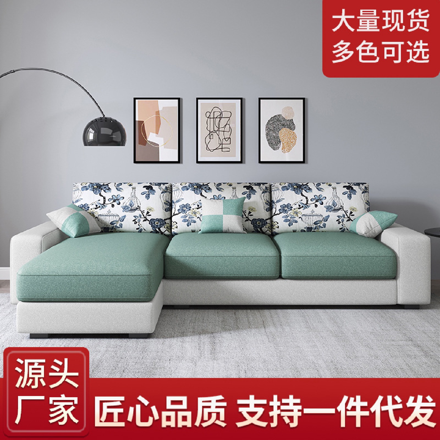 布艺沙发新款意式极简小户型客厅组合现代简约三人位科技布小沙发