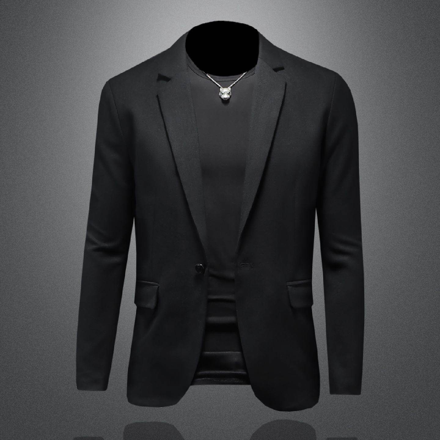 轻奢西装外套男士春秋季新款不开叉正装修身大码休闲单件西服上衣