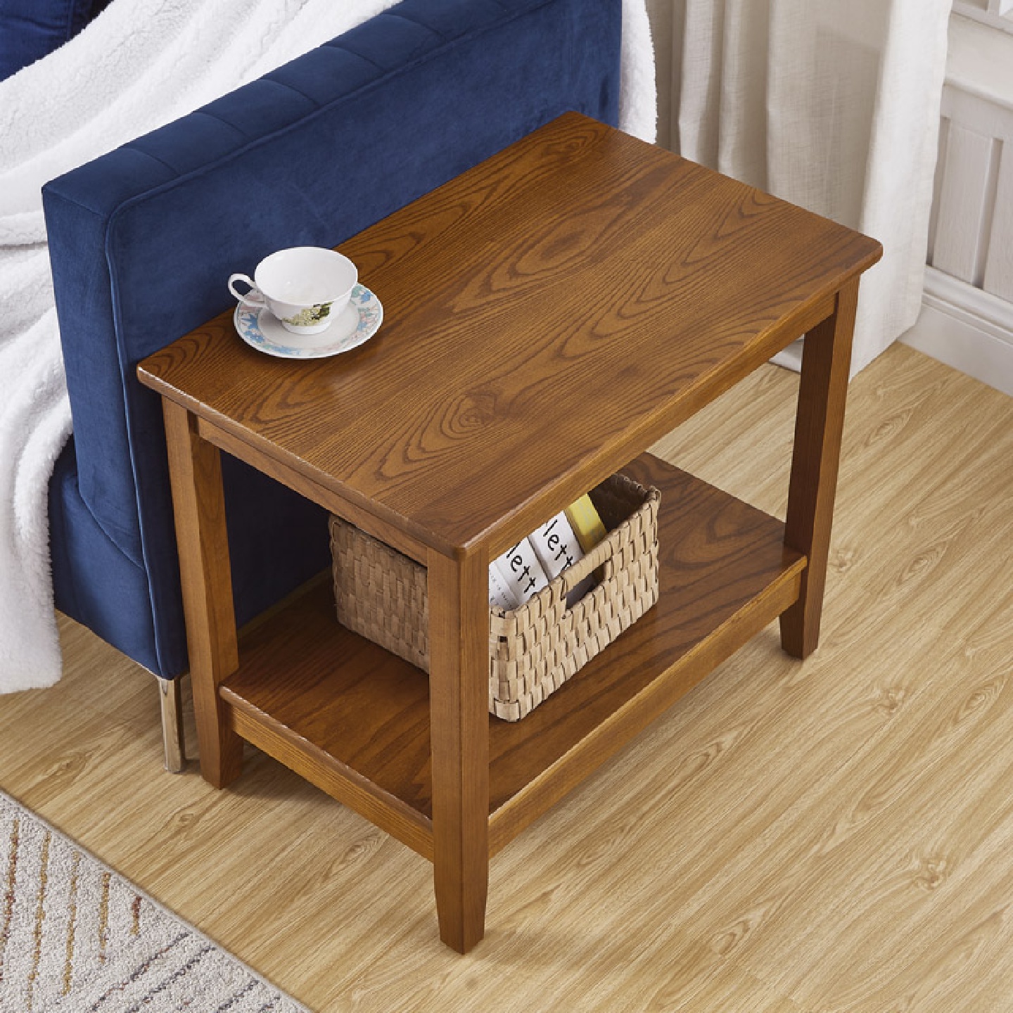 W6白蜡实木边几角几客厅沙发边柜角柜卧室简约轻奢小户型小茶几方