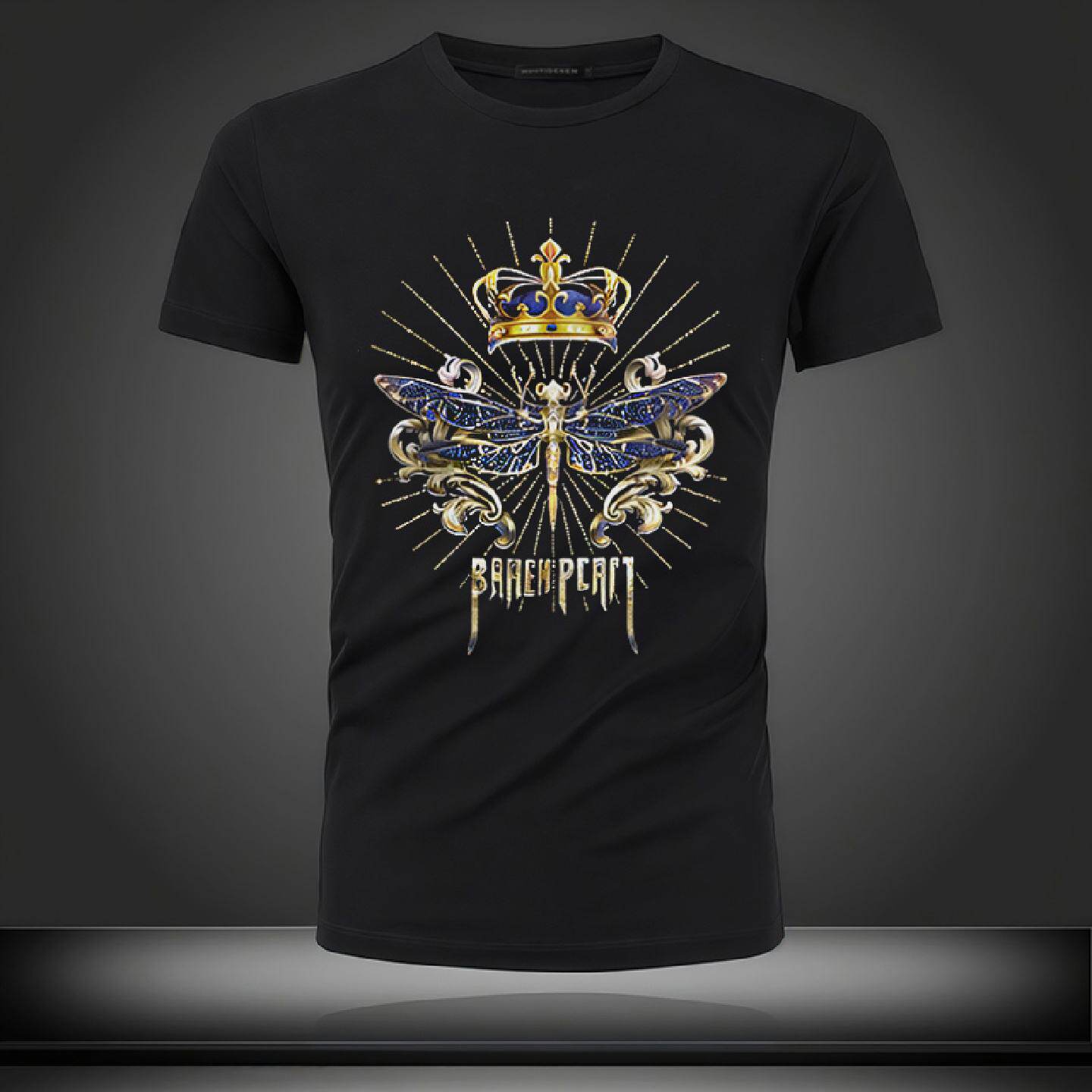 烫钻常规夏季潮流皇冠短袖恤打底衫个性运动大码修身丝光棉休闲潮