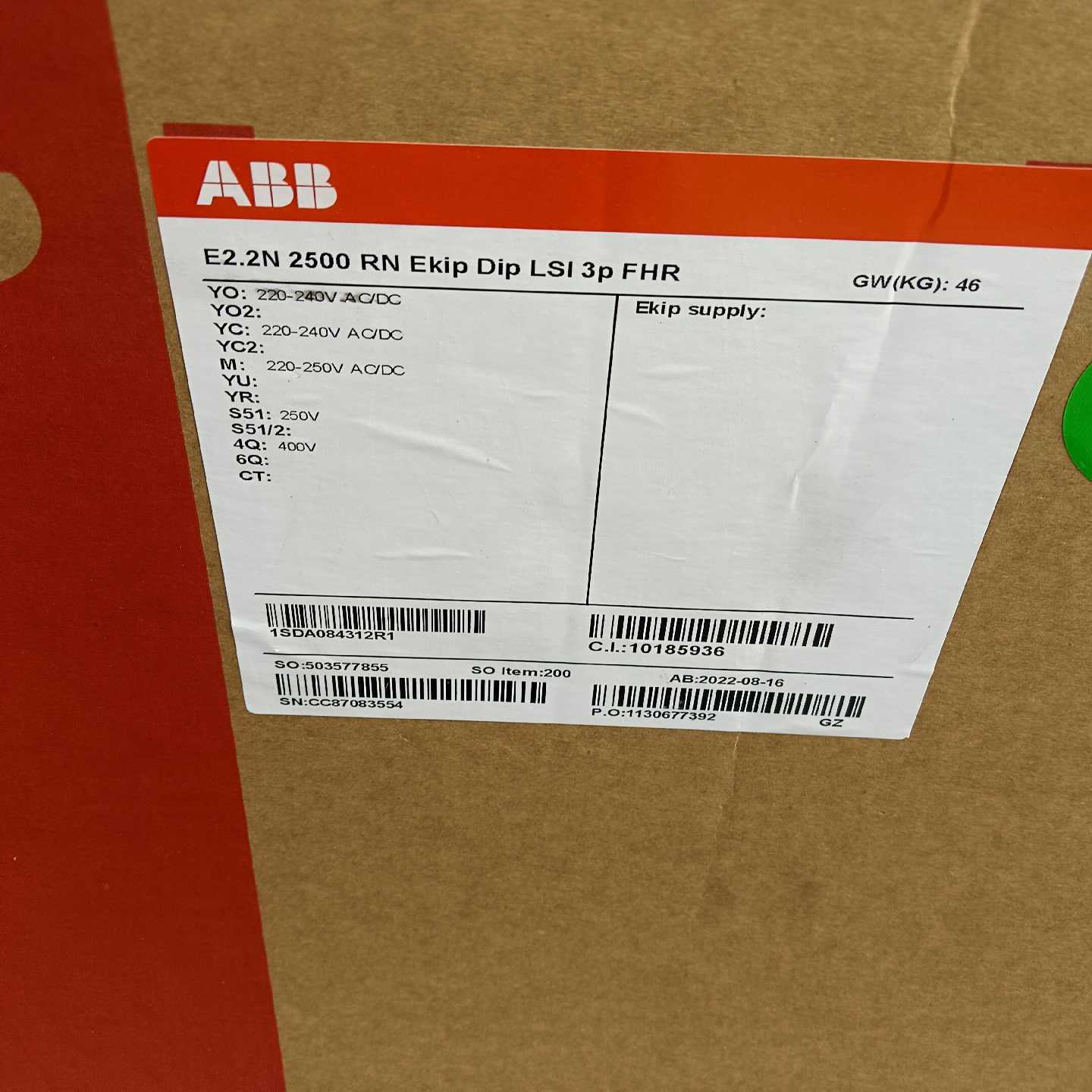 万能式断路器E2.2N2500RNEkipDip询价