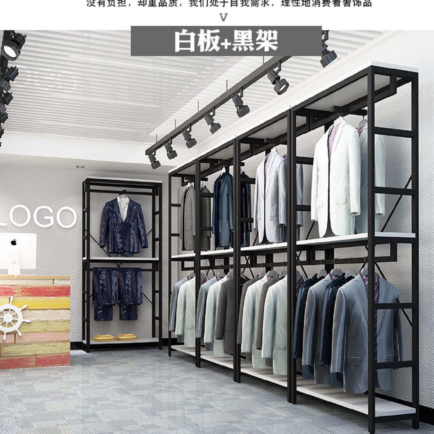 服装店展示架落地式男女童装双层挂衣母婴店铺专用货架商场展示柜