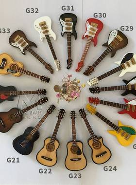 手工迷你电吉他模型可客制化桌面音乐主题装饰摆件10cm木质礼盒