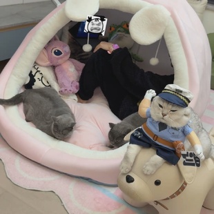 超大猫窝人类狗窝毛绒帐篷玩偶小窝毛绒玩具加厚懒人沙发粉色