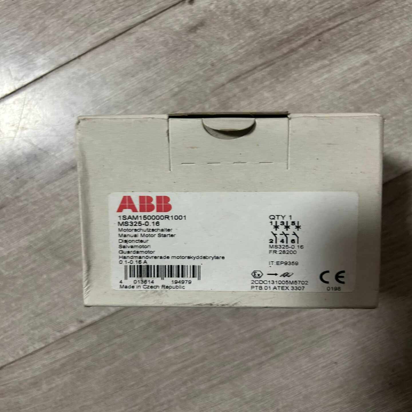 询价全新ABB电动机保护器MS325-0.16，带包装盒。型号1