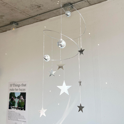 星星捕手风铃夜空反光挂饰手工DIY材料包阳光捕手迪斯科星球吊饰