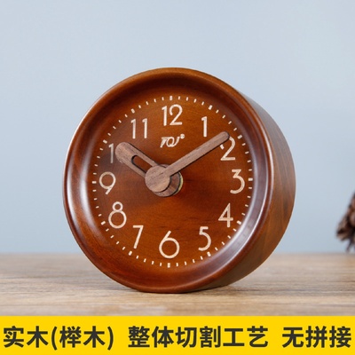 TQJ实木简约静音小座钟学生用桌面时尚台面创意时钟卧室床头台钟