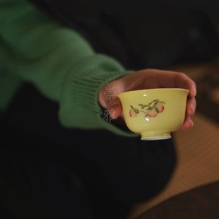 景德镇沐云言物手绘福寿连绵主人杯茶杯
