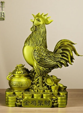 纯黄铜公鸡摆件金鸡聚财十二生肖金钱鸡家居装饰工艺品吉祥物