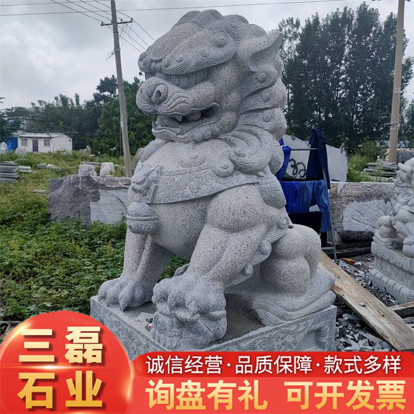 动物石雕门口雕刻动物摆件别墅庭院石狮子门前一对石雕大象一对