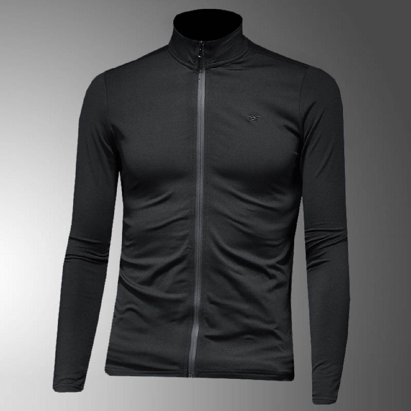 丝光棉长袖恤男士秋冬加厚薄绒半高领打底衫拉链外套内搭小衫潮潮