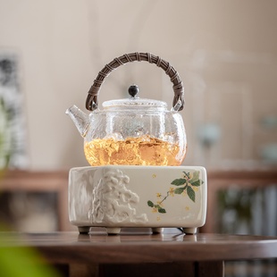 围炉煮茶器具家用室内全套电陶炉烤火炉茶具套装 2024新款 玻璃茶壶