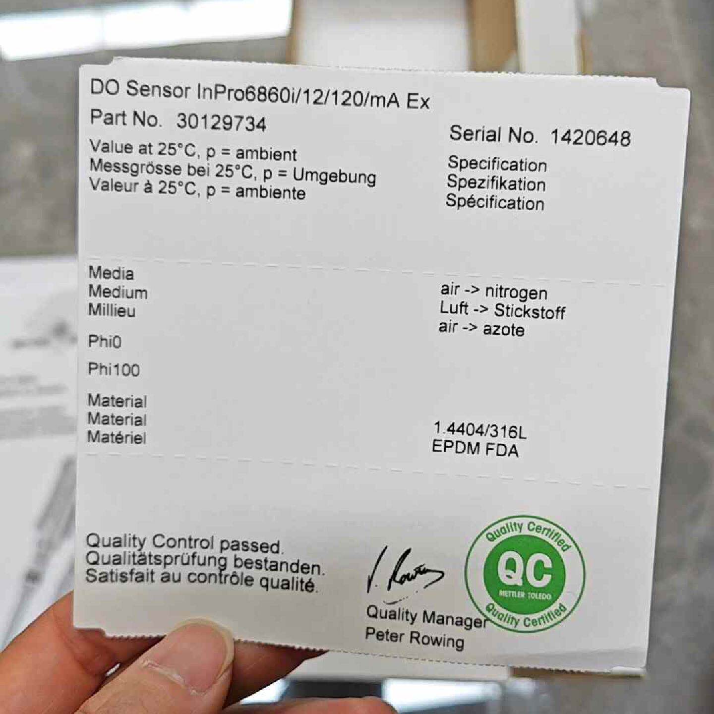 梅特勒托利多DO传感器 InPro6860i/12/120m--议价商品