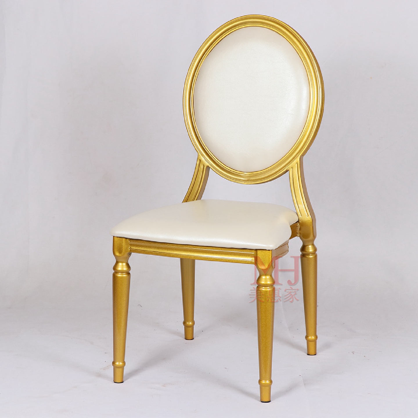 金属客厅软包仿木铝椅饭店包间酒店宴会餐椅欧式餐厅圆背椅子