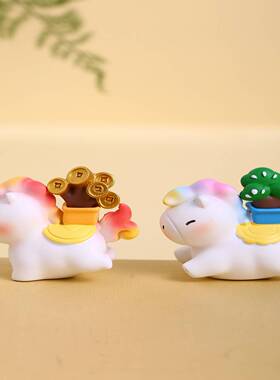 创意可爱小马车载摆件汽车内饰品中控台新年装饰招财2026马年礼物