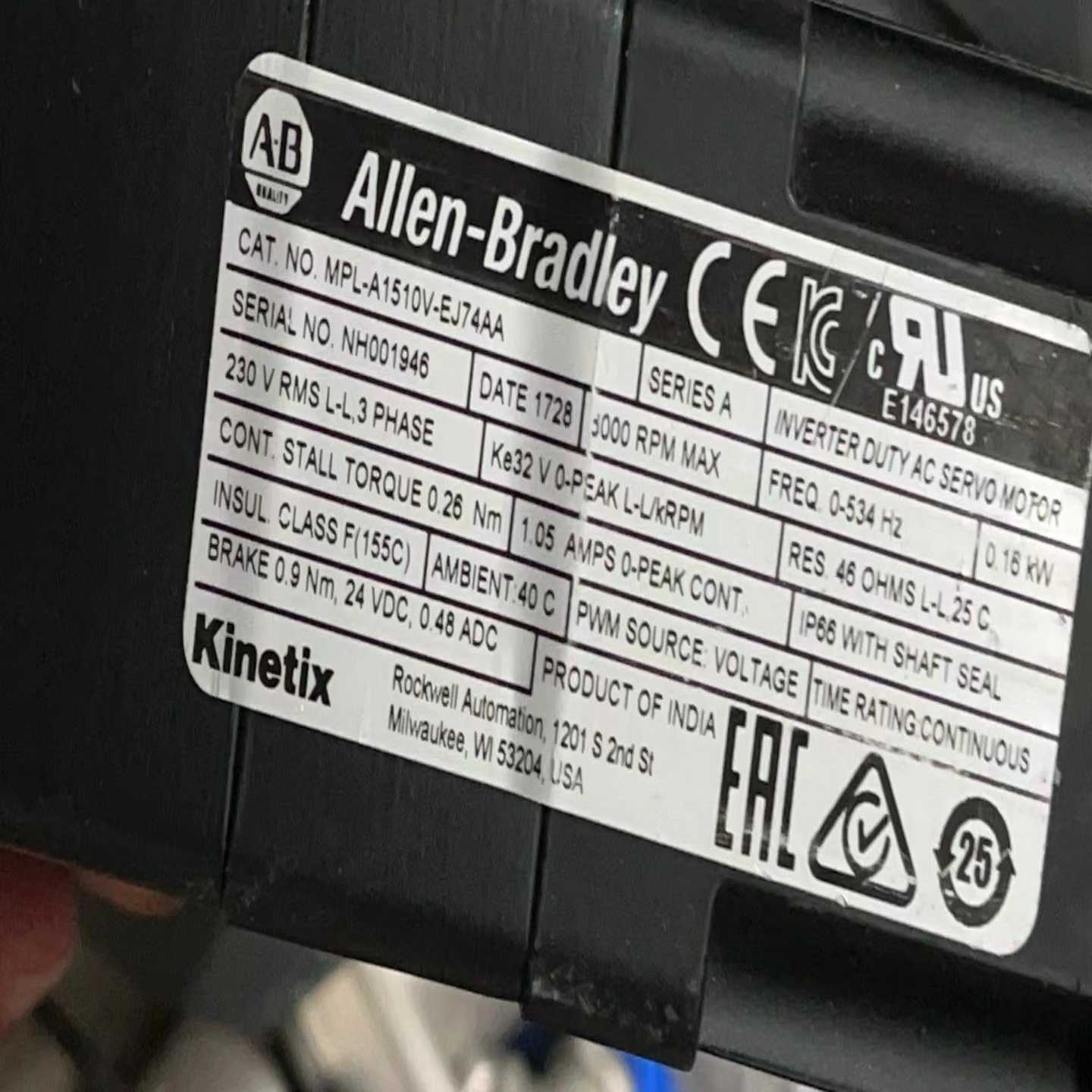 【请询价】AB伺服电机MPL-A1510V-EJ74AA跟MPL-A1