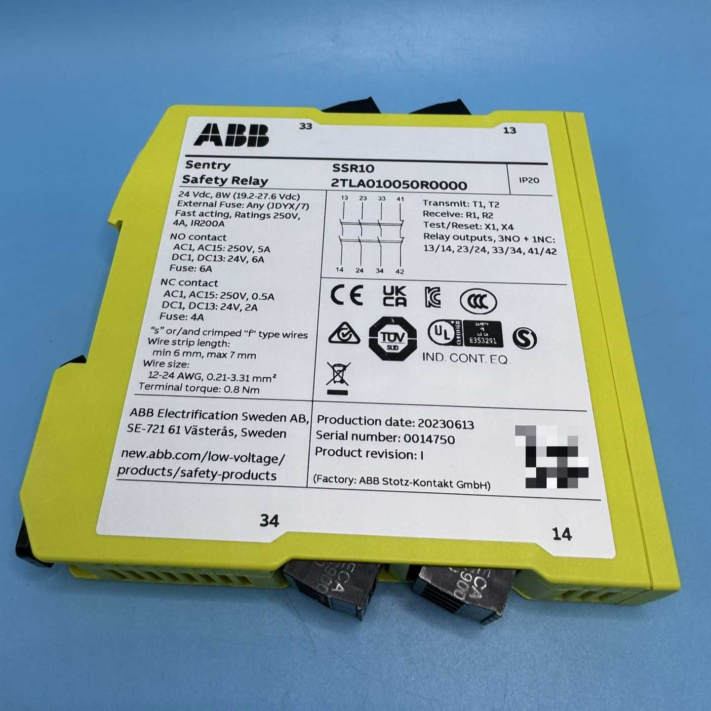 【请询价】全新ABB安全继电器Sentry SSR10型号2TLA0